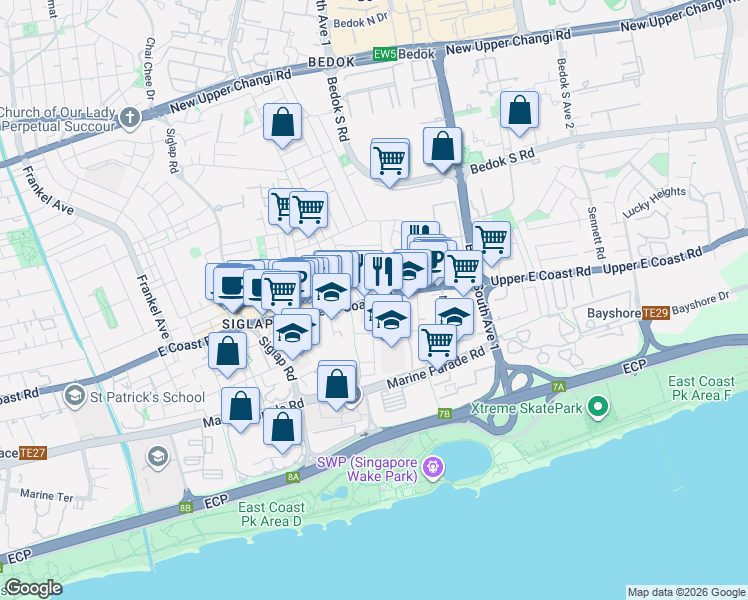 map of restaurants, bars, coffee shops, grocery stores, and more near in Singapore