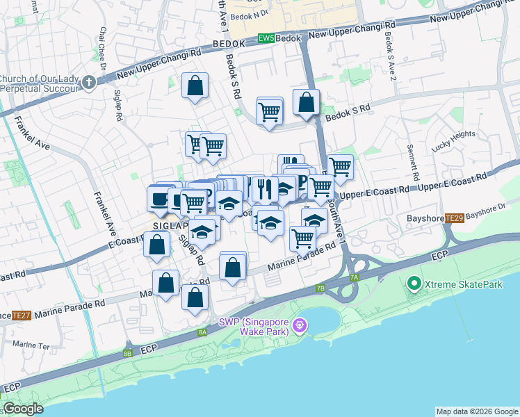 map of restaurants, bars, coffee shops, grocery stores, and more near in Singapore