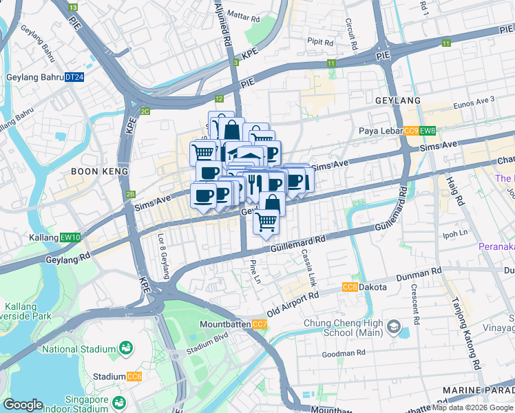map of restaurants, bars, coffee shops, grocery stores, and more near in Singapore