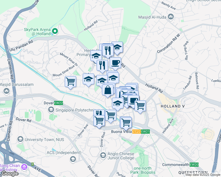 map of restaurants, bars, coffee shops, grocery stores, and more near in Singapore