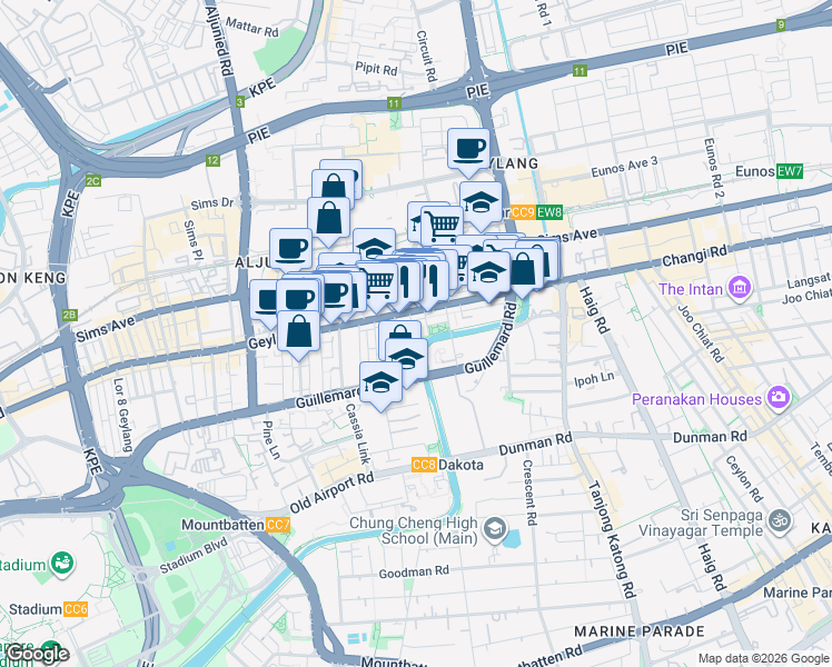 map of restaurants, bars, coffee shops, grocery stores, and more near in Singapore