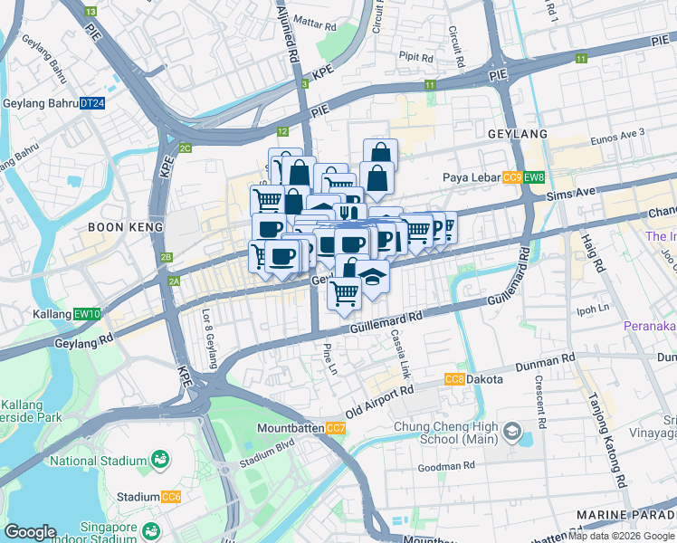 map of restaurants, bars, coffee shops, grocery stores, and more near in Singapore