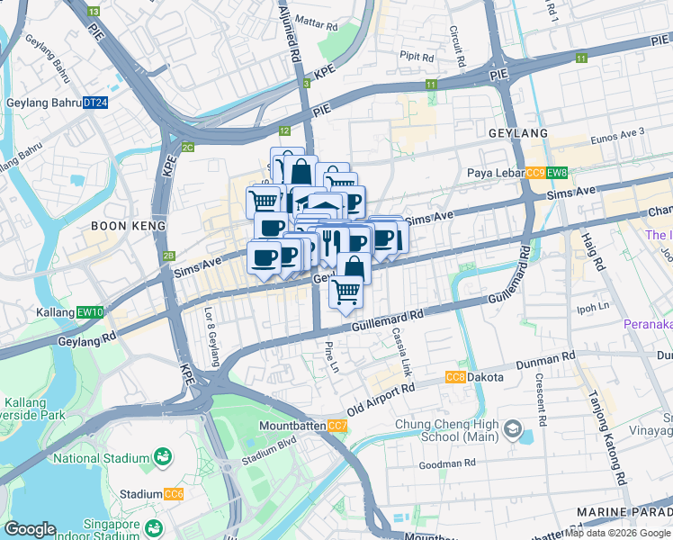 map of restaurants, bars, coffee shops, grocery stores, and more near in Singapore