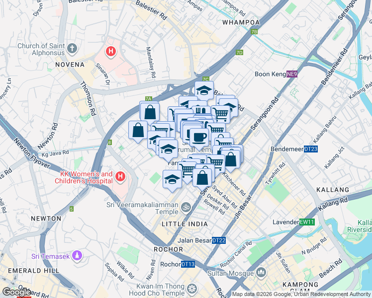 map of restaurants, bars, coffee shops, grocery stores, and more near in Singapore