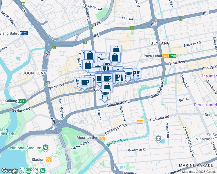 map of restaurants, bars, coffee shops, grocery stores, and more near in Singapore