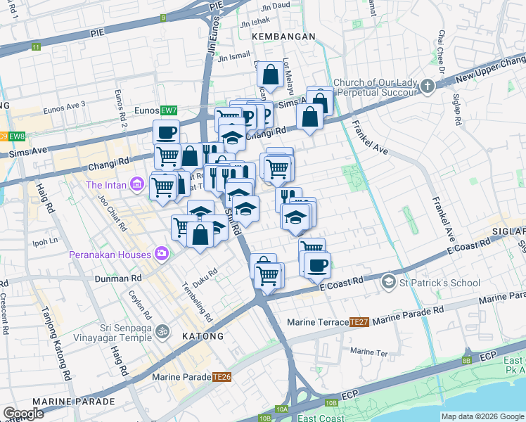map of restaurants, bars, coffee shops, grocery stores, and more near in Singapore
