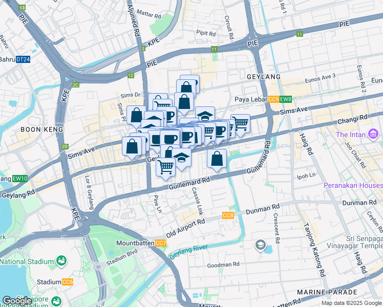 map of restaurants, bars, coffee shops, grocery stores, and more near in Singapore