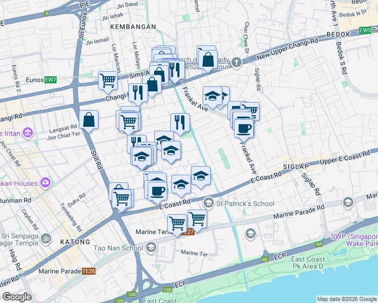 map of restaurants, bars, coffee shops, grocery stores, and more near in Singapore