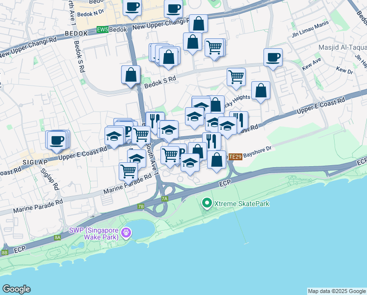 map of restaurants, bars, coffee shops, grocery stores, and more near in Singapore