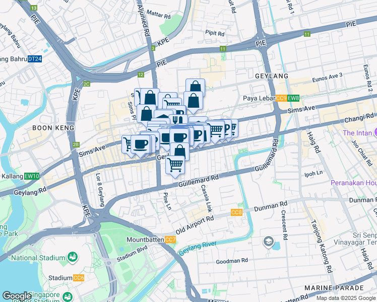 map of restaurants, bars, coffee shops, grocery stores, and more near in Singapore