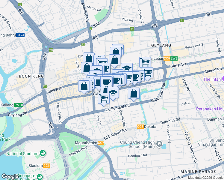 map of restaurants, bars, coffee shops, grocery stores, and more near in Singapore