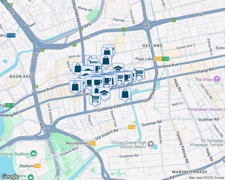 map of restaurants, bars, coffee shops, grocery stores, and more near in Singapore