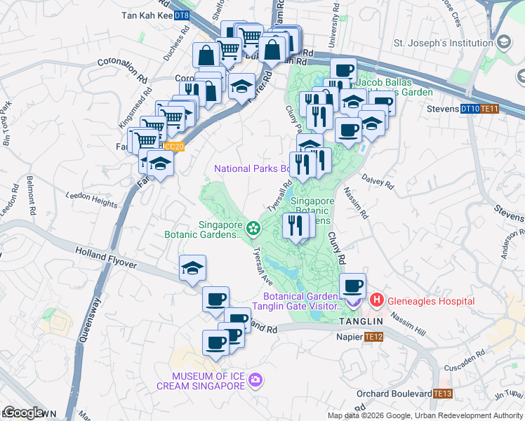 map of restaurants, bars, coffee shops, grocery stores, and more near in Singapore