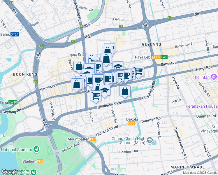 map of restaurants, bars, coffee shops, grocery stores, and more near in Singapore
