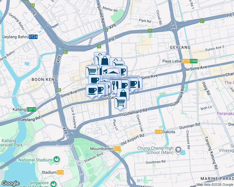 map of restaurants, bars, coffee shops, grocery stores, and more near in Singapore