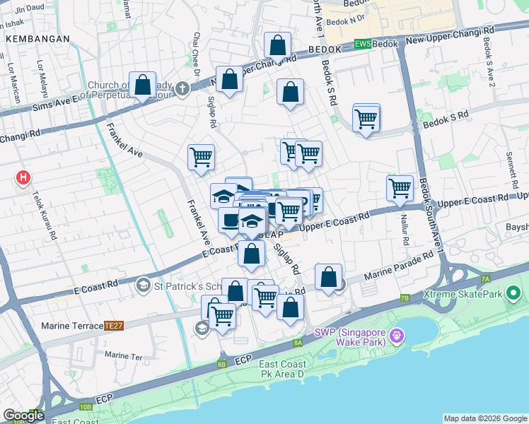 map of restaurants, bars, coffee shops, grocery stores, and more near in Singapore