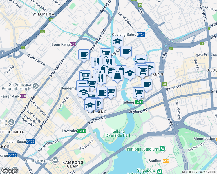map of restaurants, bars, coffee shops, grocery stores, and more near in Singapore