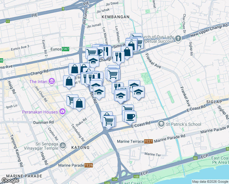 map of restaurants, bars, coffee shops, grocery stores, and more near in Singapore