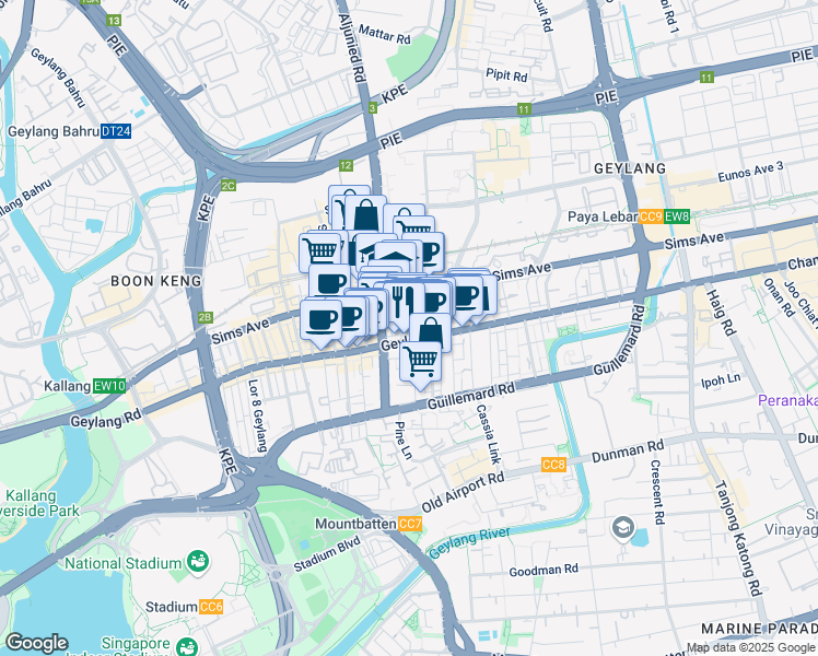 map of restaurants, bars, coffee shops, grocery stores, and more near in Singapore