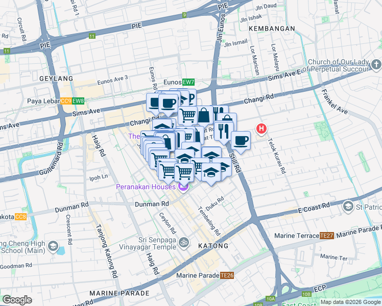 map of restaurants, bars, coffee shops, grocery stores, and more near in Singapore