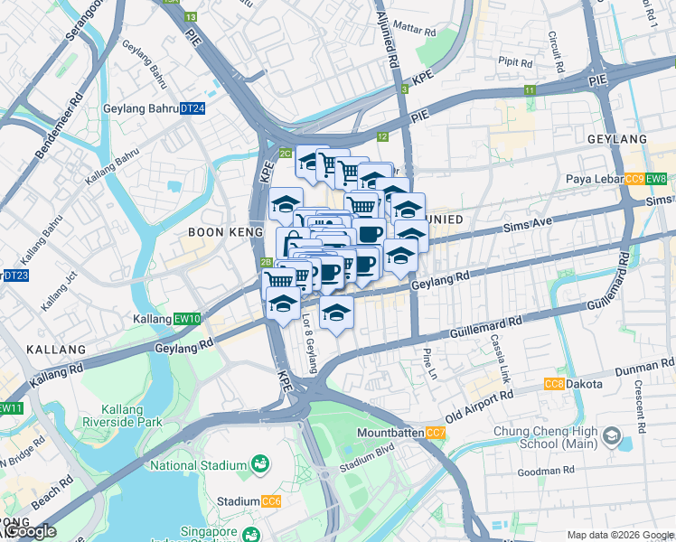 map of restaurants, bars, coffee shops, grocery stores, and more near in Singapore