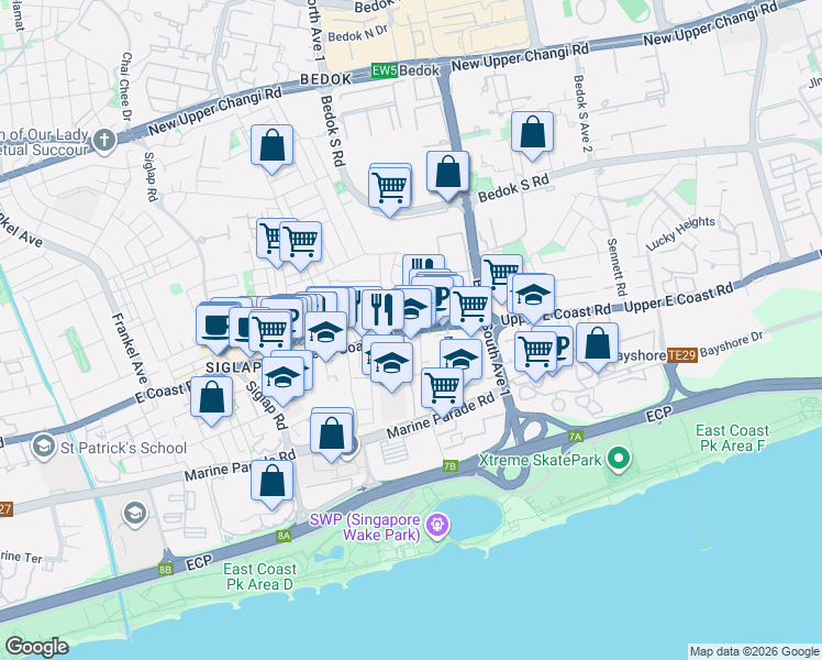 map of restaurants, bars, coffee shops, grocery stores, and more near in Singapore