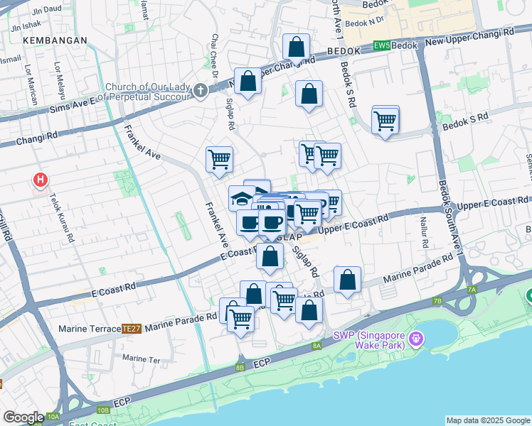 map of restaurants, bars, coffee shops, grocery stores, and more near in Singapore