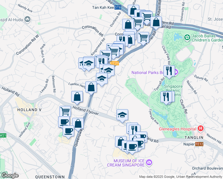 map of restaurants, bars, coffee shops, grocery stores, and more near in Singapore