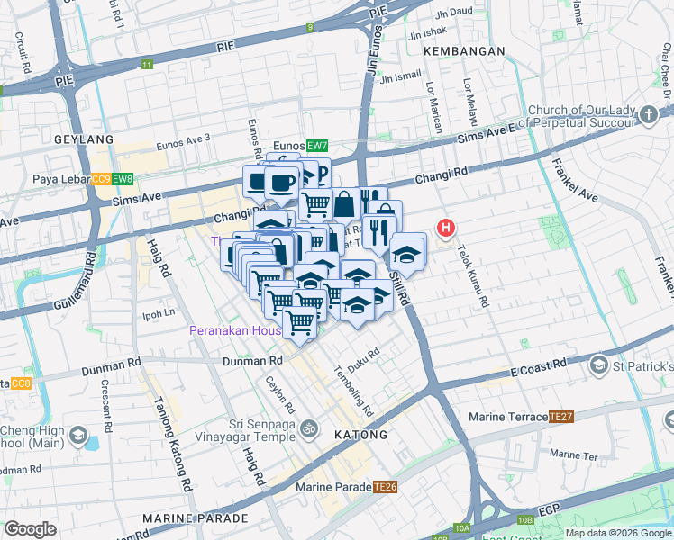 map of restaurants, bars, coffee shops, grocery stores, and more near in Singapore