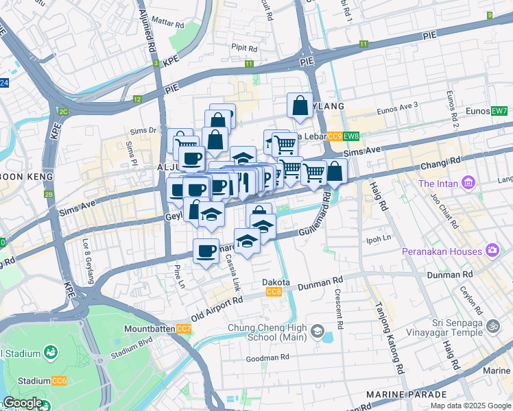 map of restaurants, bars, coffee shops, grocery stores, and more near in Singapore