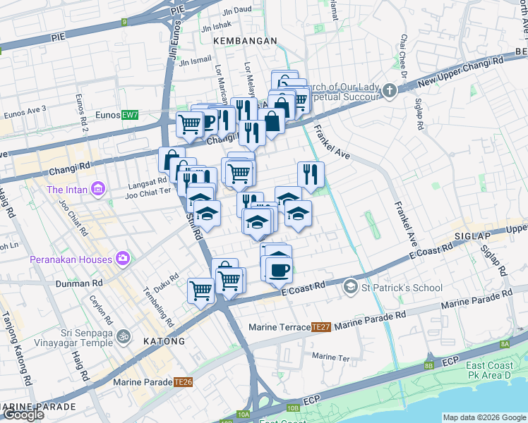 map of restaurants, bars, coffee shops, grocery stores, and more near in Singapore