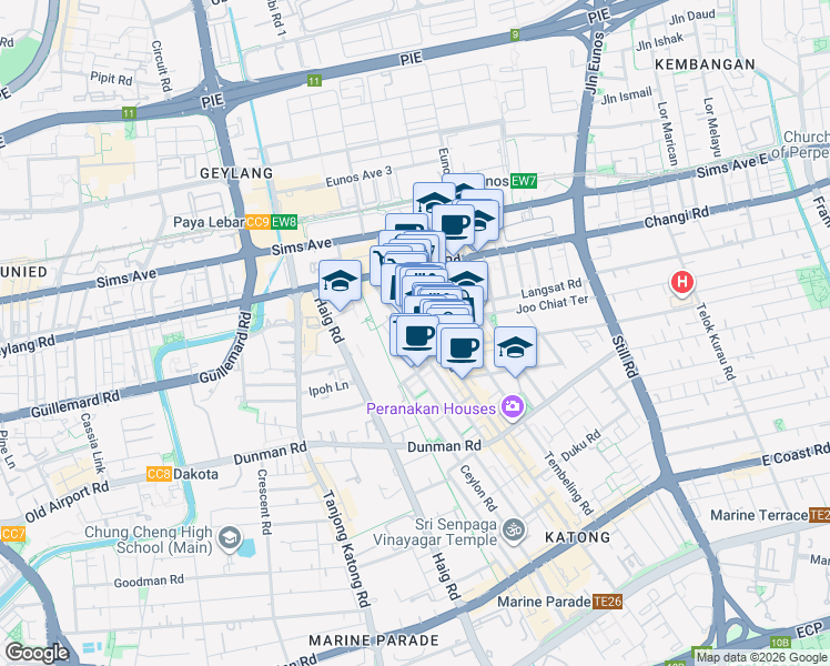 map of restaurants, bars, coffee shops, grocery stores, and more near in Singapore