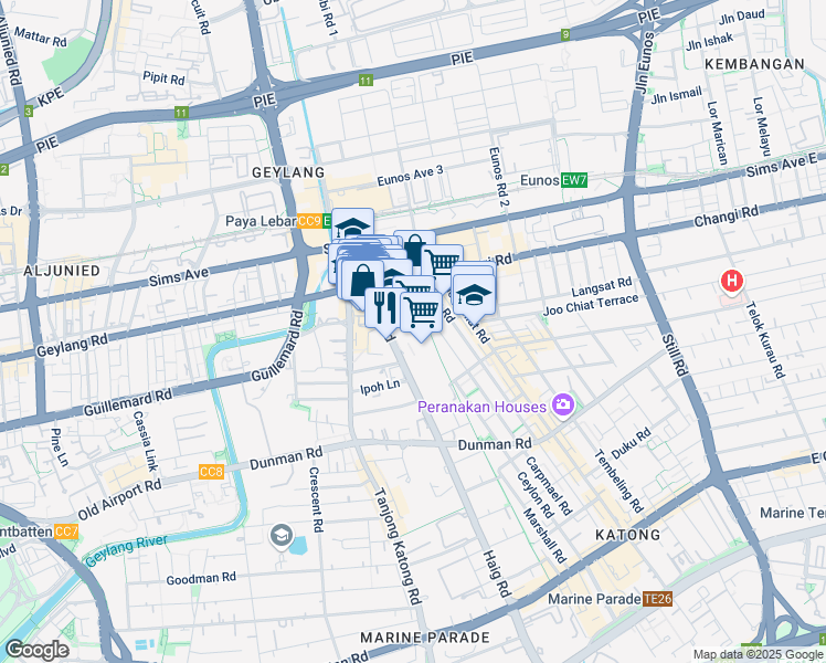 map of restaurants, bars, coffee shops, grocery stores, and more near in Singapore