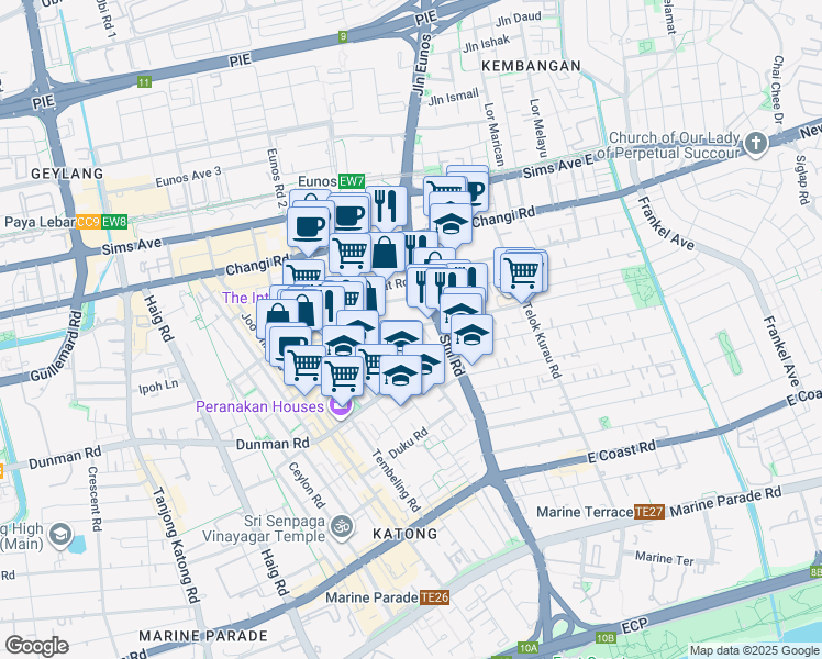 map of restaurants, bars, coffee shops, grocery stores, and more near in Singapore