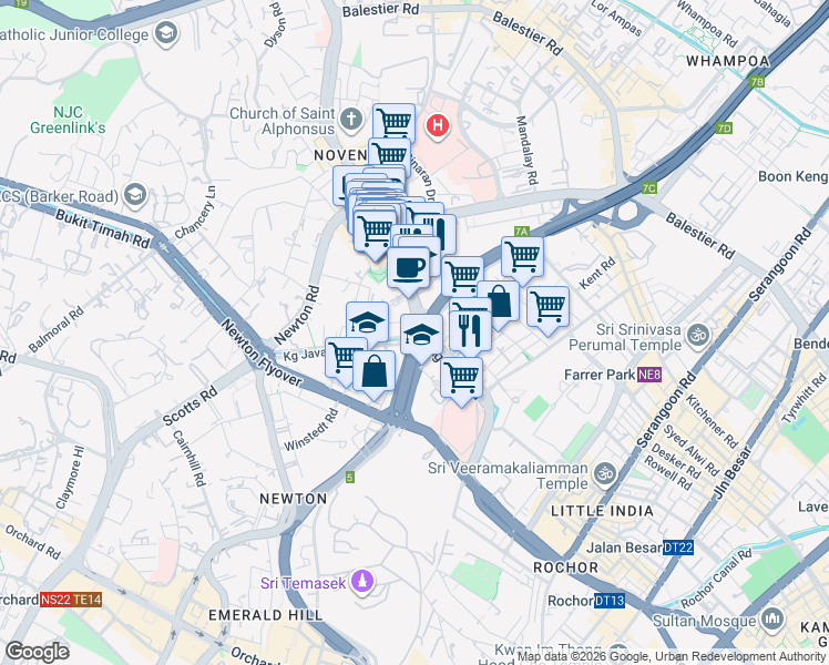 map of restaurants, bars, coffee shops, grocery stores, and more near in Singapore