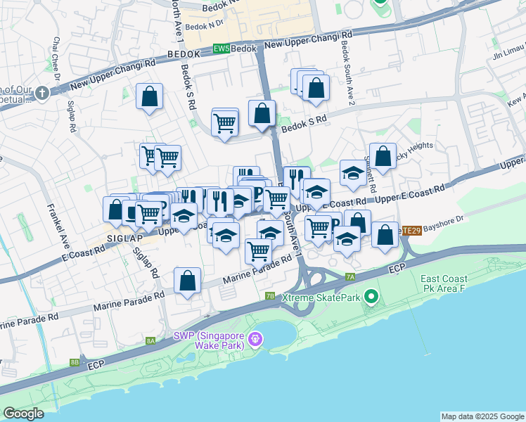 map of restaurants, bars, coffee shops, grocery stores, and more near in Singapore