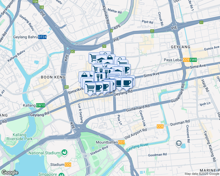 map of restaurants, bars, coffee shops, grocery stores, and more near in Singapore