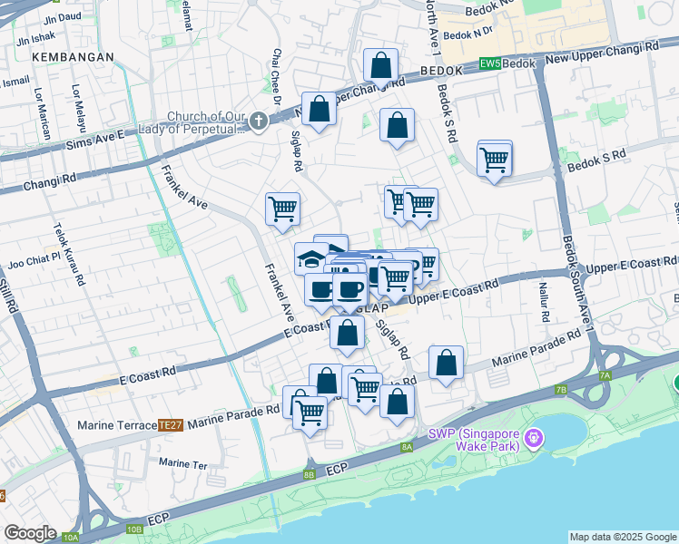 map of restaurants, bars, coffee shops, grocery stores, and more near in Singapore