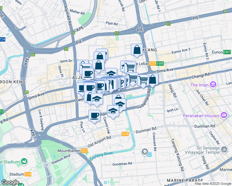 map of restaurants, bars, coffee shops, grocery stores, and more near in Singapore