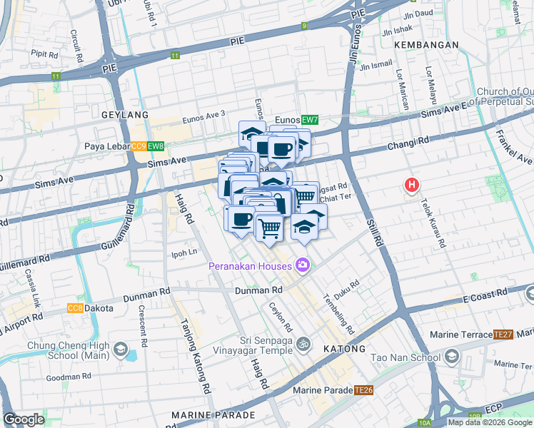 map of restaurants, bars, coffee shops, grocery stores, and more near in Singapore