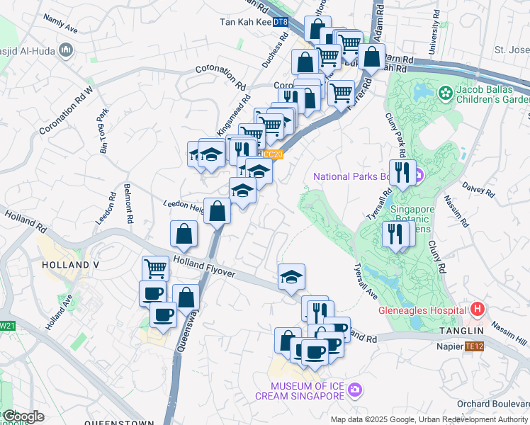 map of restaurants, bars, coffee shops, grocery stores, and more near in Singapore