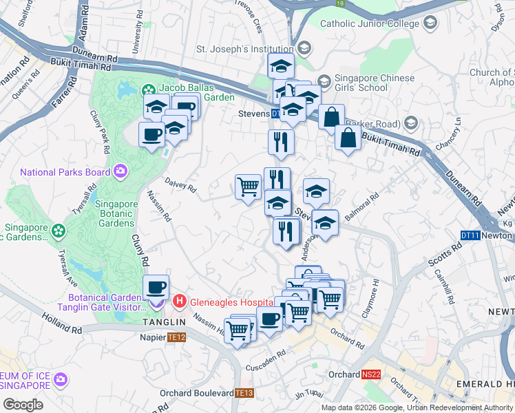 map of restaurants, bars, coffee shops, grocery stores, and more near in Singapore