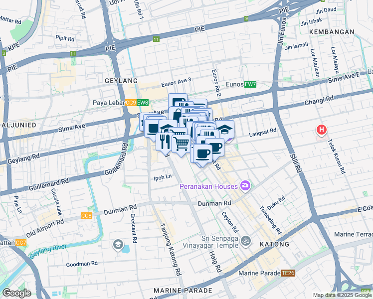 map of restaurants, bars, coffee shops, grocery stores, and more near in Singapore