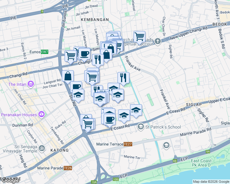 map of restaurants, bars, coffee shops, grocery stores, and more near in Singapore