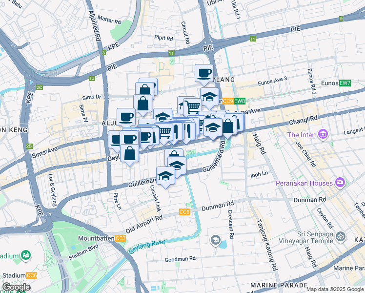map of restaurants, bars, coffee shops, grocery stores, and more near in Singapore