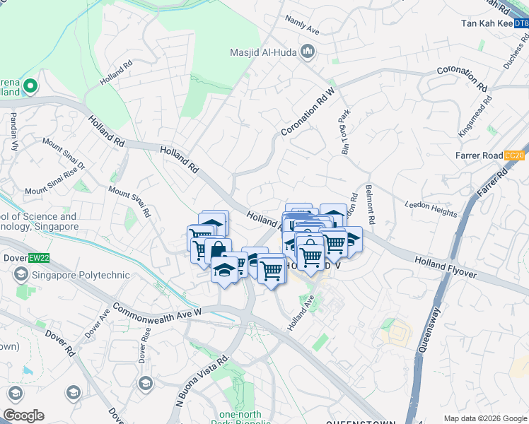 map of restaurants, bars, coffee shops, grocery stores, and more near in Singapore