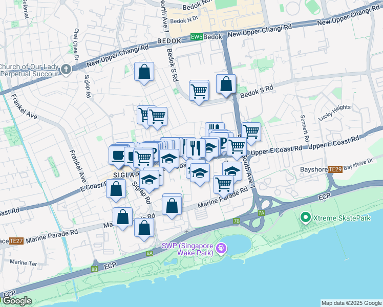map of restaurants, bars, coffee shops, grocery stores, and more near in Singapore