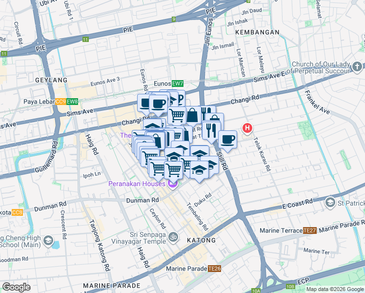map of restaurants, bars, coffee shops, grocery stores, and more near in Singapore