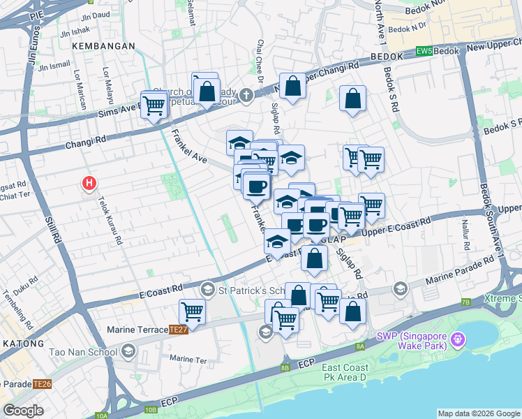 map of restaurants, bars, coffee shops, grocery stores, and more near in Singapore