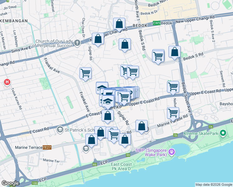 map of restaurants, bars, coffee shops, grocery stores, and more near in Singapore
